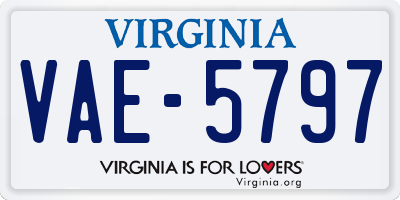 VA license plate VAE5797