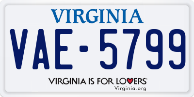 VA license plate VAE5799