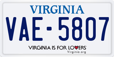 VA license plate VAE5807