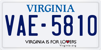 VA license plate VAE5810