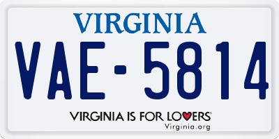 VA license plate VAE5814