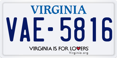VA license plate VAE5816