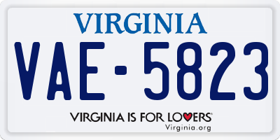 VA license plate VAE5823