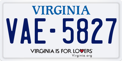 VA license plate VAE5827