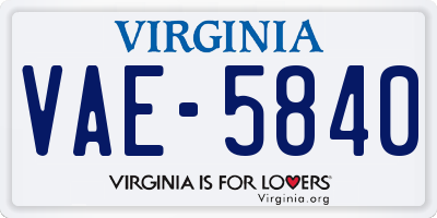 VA license plate VAE5840