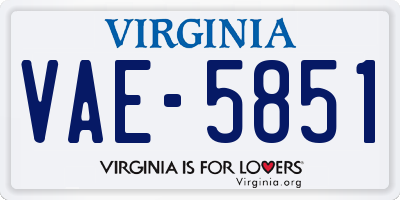 VA license plate VAE5851