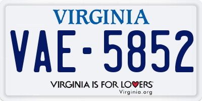 VA license plate VAE5852