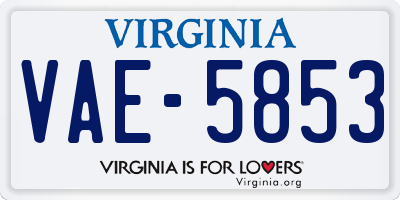 VA license plate VAE5853
