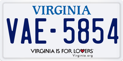 VA license plate VAE5854