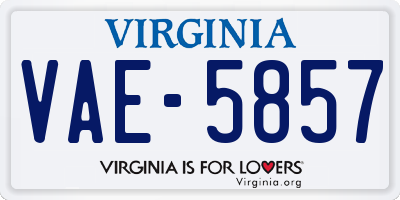 VA license plate VAE5857