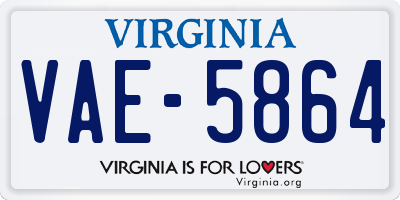 VA license plate VAE5864