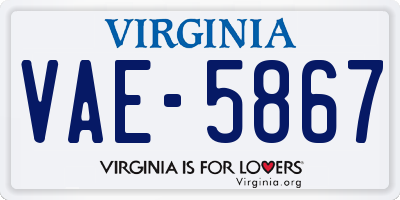 VA license plate VAE5867