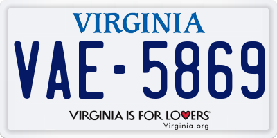 VA license plate VAE5869