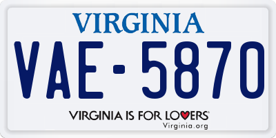 VA license plate VAE5870