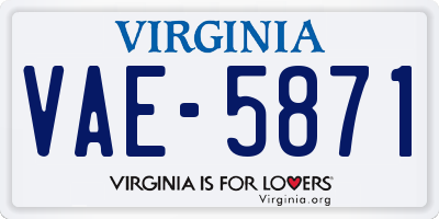 VA license plate VAE5871