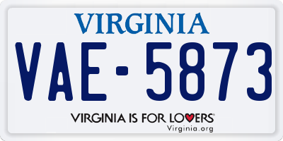 VA license plate VAE5873