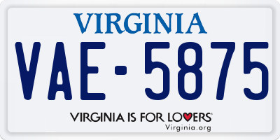 VA license plate VAE5875