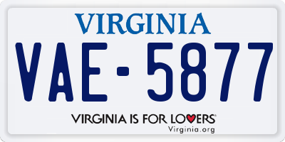 VA license plate VAE5877
