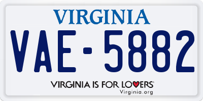 VA license plate VAE5882