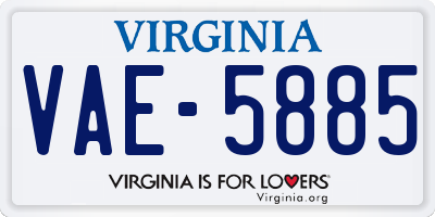 VA license plate VAE5885