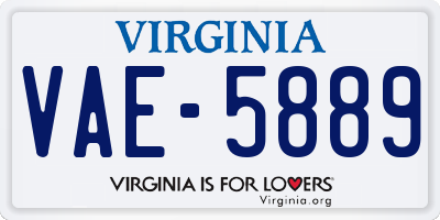 VA license plate VAE5889