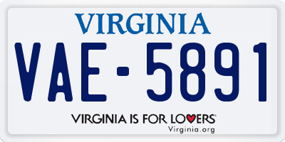 VA license plate VAE5891