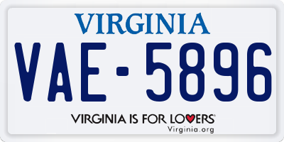 VA license plate VAE5896