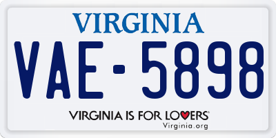 VA license plate VAE5898