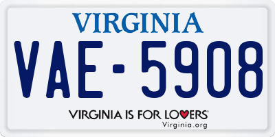 VA license plate VAE5908