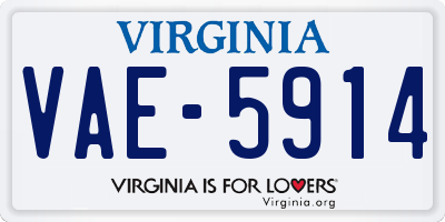 VA license plate VAE5914