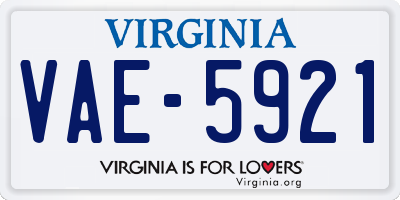 VA license plate VAE5921