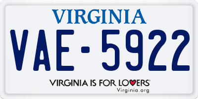 VA license plate VAE5922