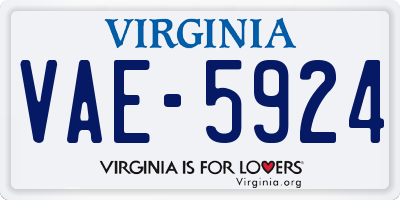 VA license plate VAE5924