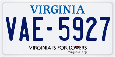 VA license plate VAE5927
