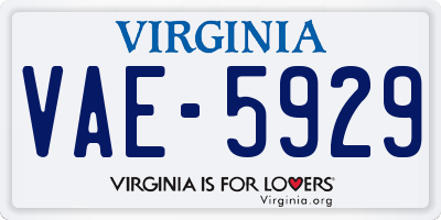 VA license plate VAE5929