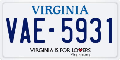VA license plate VAE5931