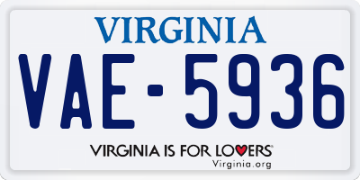 VA license plate VAE5936