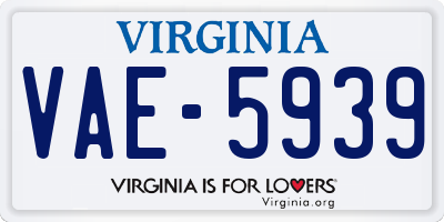VA license plate VAE5939