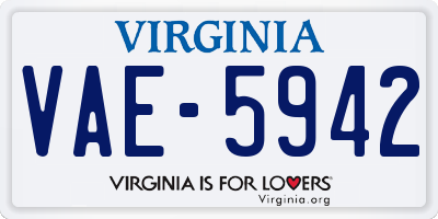 VA license plate VAE5942