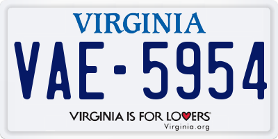VA license plate VAE5954