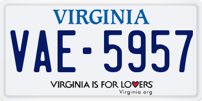 VA license plate VAE5957