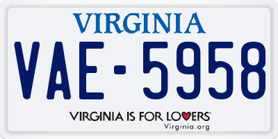 VA license plate VAE5958
