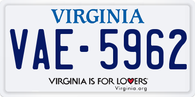 VA license plate VAE5962