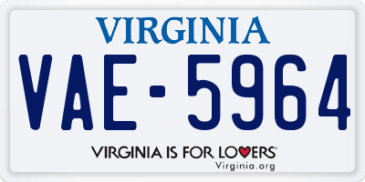 VA license plate VAE5964