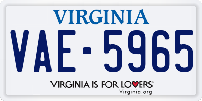 VA license plate VAE5965