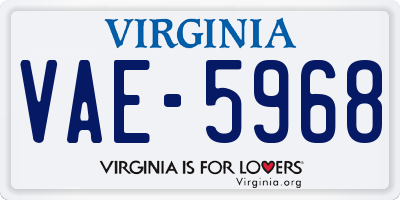 VA license plate VAE5968