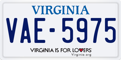 VA license plate VAE5975