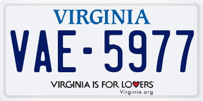 VA license plate VAE5977