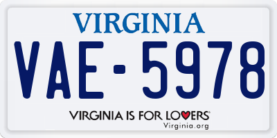 VA license plate VAE5978