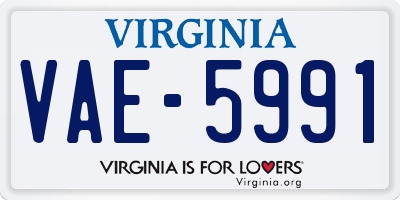 VA license plate VAE5991